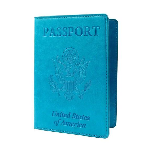 TEAL GREEN US Passport Holder Protector Cover Travel Bifold Organizer Billfold - Picture 1 of 7
